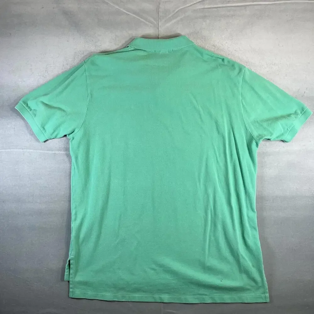 Polo Ralph Lauren Short Sleeve Polo Shirt Mens XXL Green Regular Fit Yellow Pony